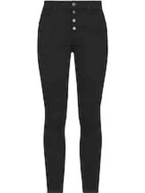 T & Y High-Rise Button-Fly Women's Skinny Jeans in Black Junior 0 Rhinestone